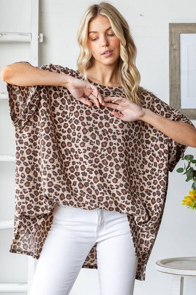RIBBED LEOPARD PRINT TOP
