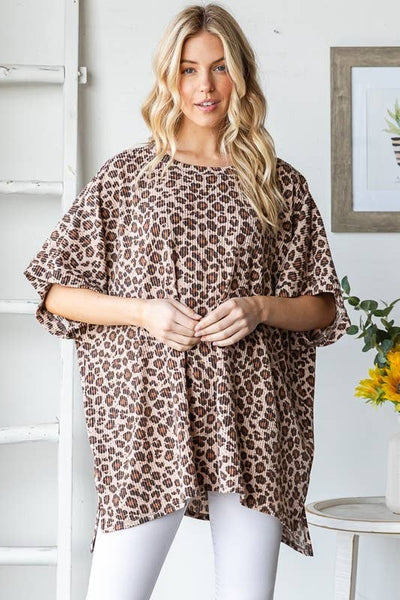 RIBBED LEOPARD PRINT TOP
