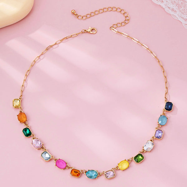 Multicolor Gemstone Link Necklace | 80N92824