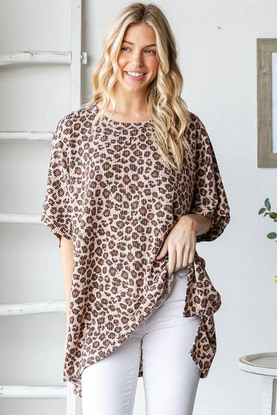 RIBBED LEOPARD PRINT TOP
