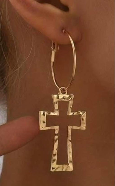 Hammered Cross Earrings