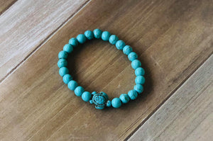 Teal Crackle Turtle Bracelet