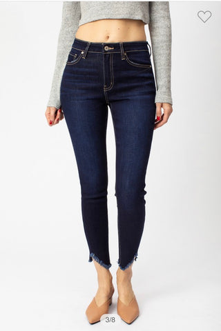 KanCan High Rise Hem Detail Ankle Skinny