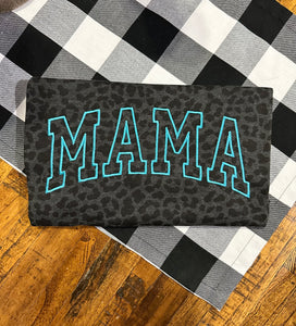 Embroidered Varsity Letter MAMA Leopard Tee